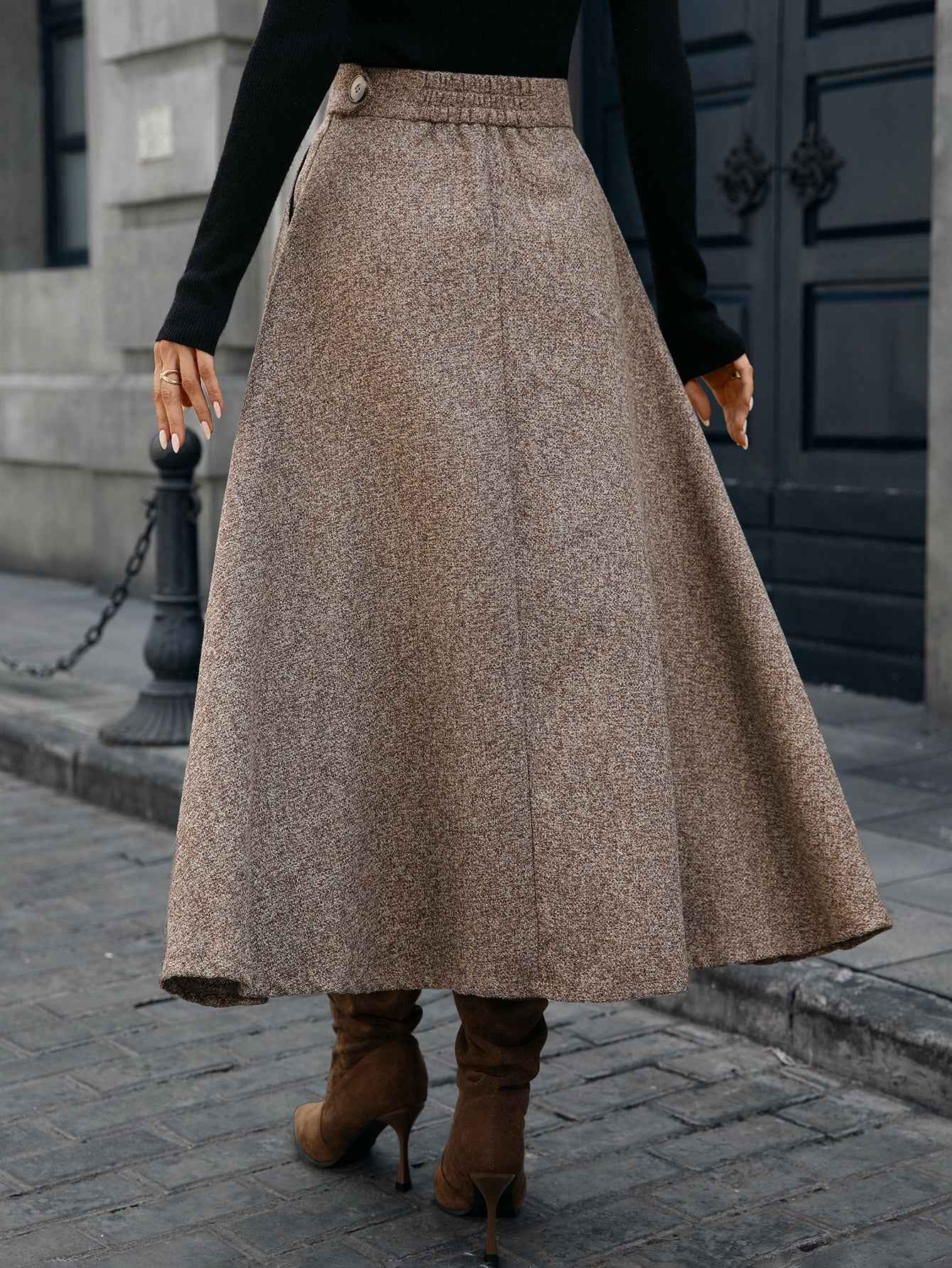 Woolen A line Drape Skirt
