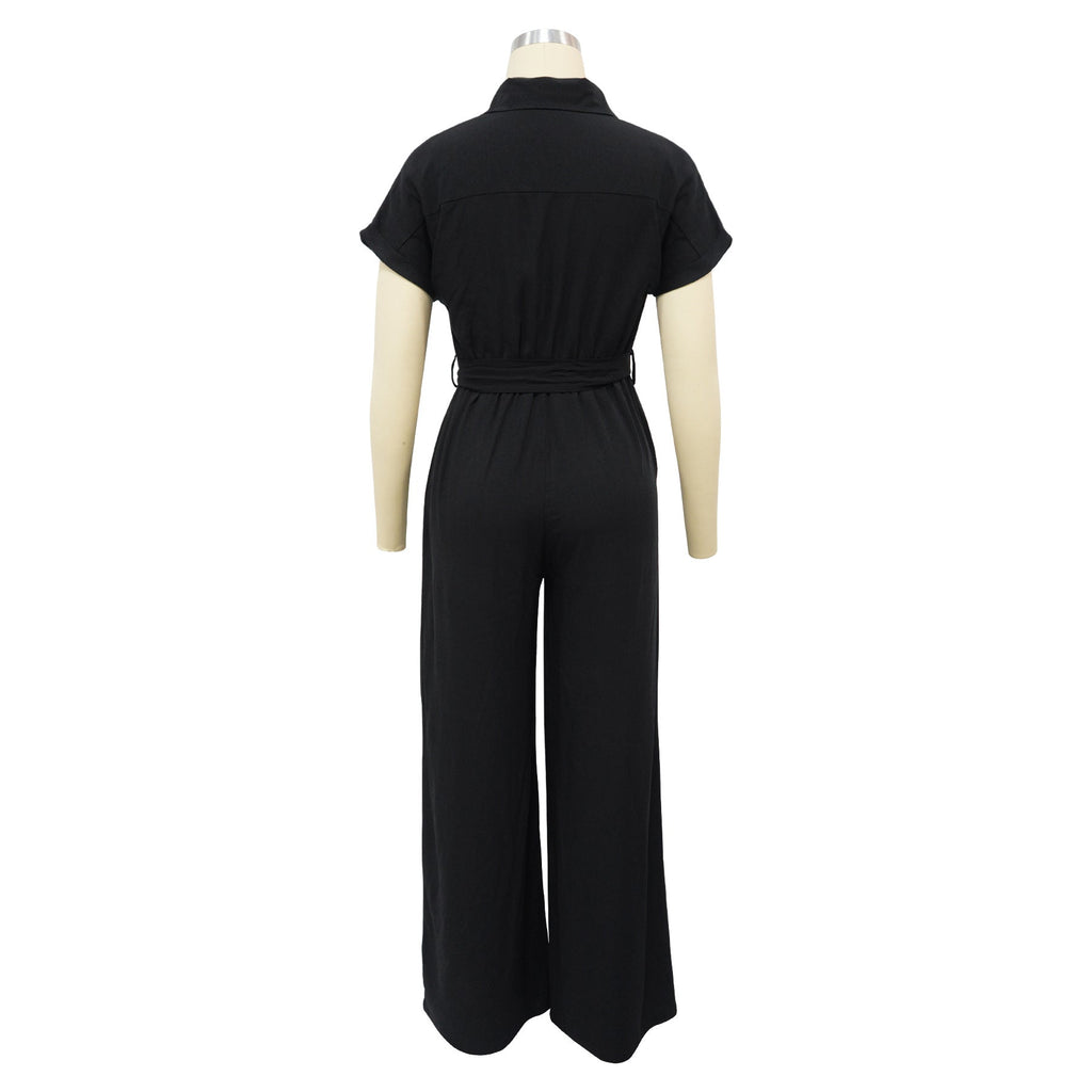 Solid Color Jumpsuit with Pockets