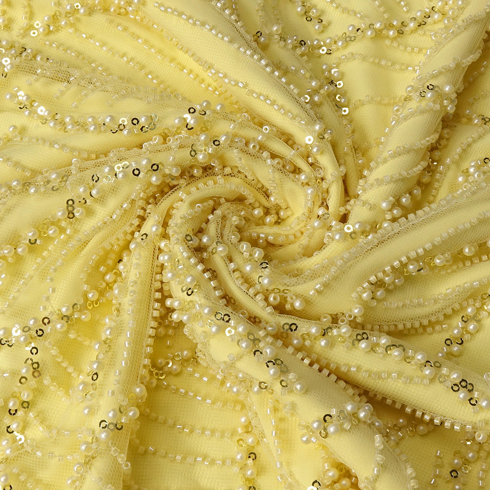 Yellow Heavy Industry Tube Bead Bow Halter Formal Dress