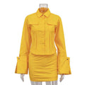 Cotton Long Sleeved Skirt Set Two Piece Set