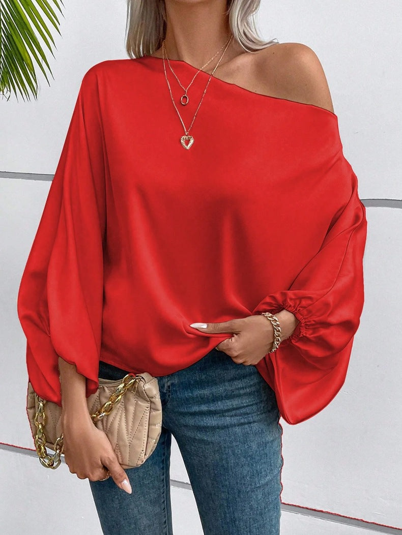 Off Shoulder Satin Blouse