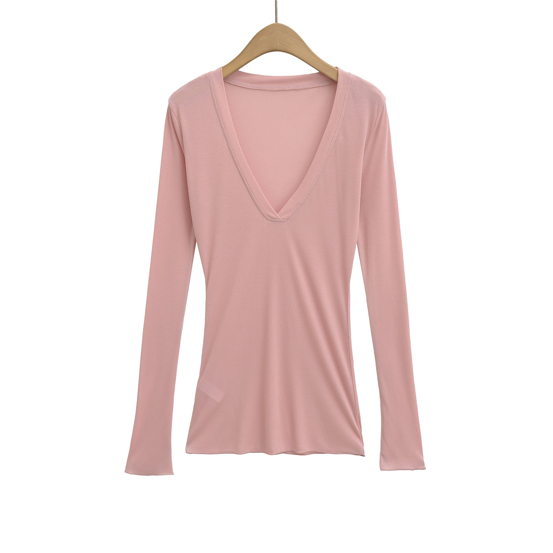 Deep V Neck Sheer T-Shirt