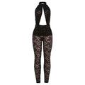 Sexy Lace Stitching Halter Backless Slim Fit Jumpsuit