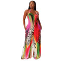 Printed Halter Strap Backless Slim Fit Jumpsuit