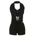 Summer Backless Lace up Romper