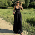 Women Summer Sexy Backless Spaghetti Straps Loose Jumpsuit
