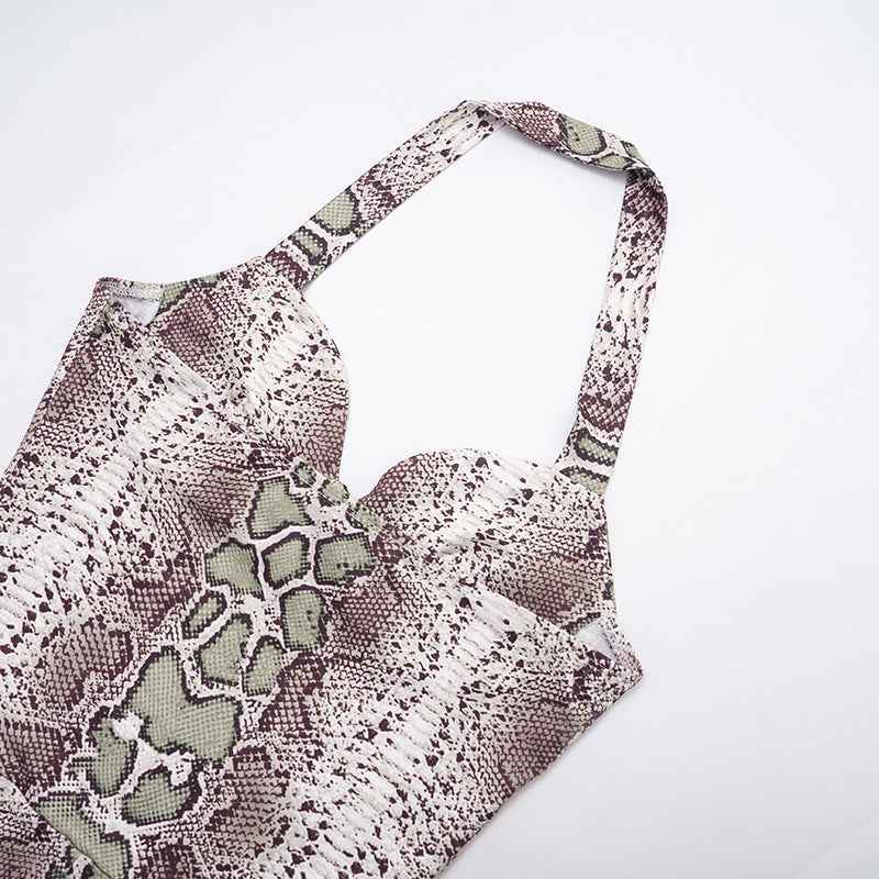 Snake Print Sling Slim Fit Jumpsuit
