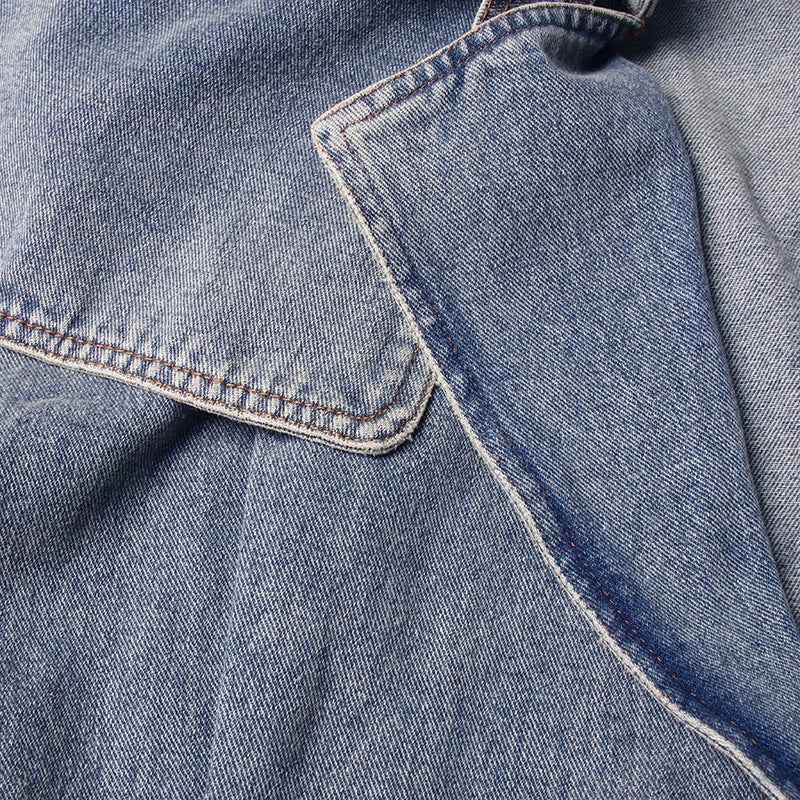 Denim Trench Coat Polo Collar Jacket