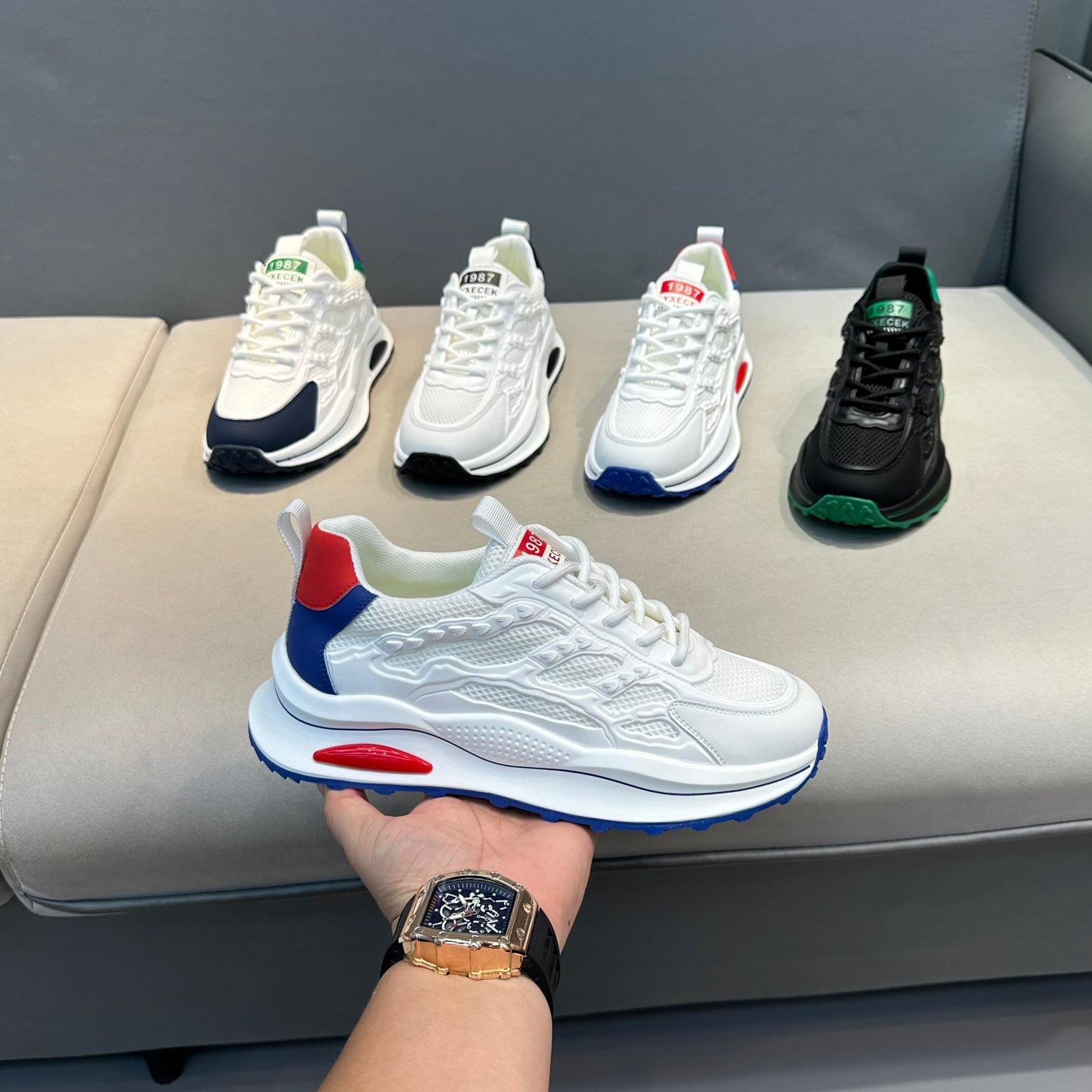 Mesh Men's Shoes Summer 2024 New Soft-Soled Breathable Shoes Versatile White Shoes Men's Casual Sports Shoes Trend