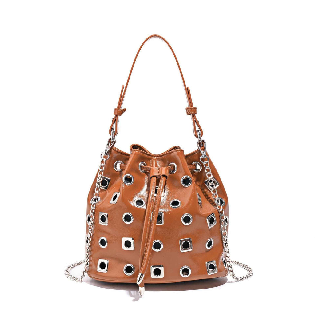 Trendy Rivet Cutout Messenger HandBag Purse