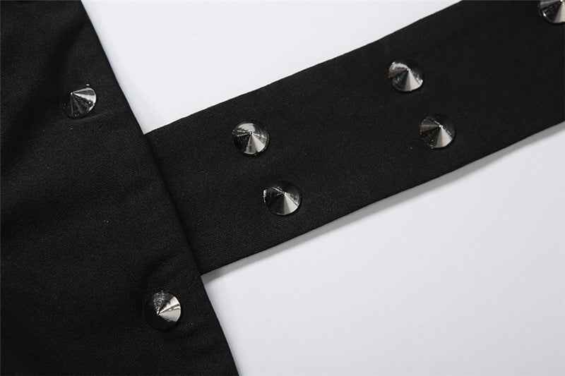 Unique Rivet Sexy Cutout Tight Five Point Jumpsuit