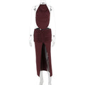 Backless Pleated Slit Two Piece Skirt Set Straps