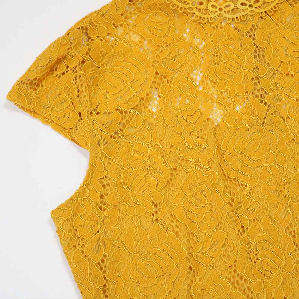 Round Neck Short Sleeve Lace Jumpsuit Wide Leg Pants Women Solid Color Trousers
