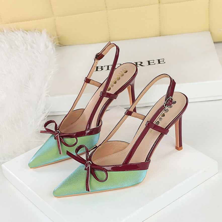 Bow Stiletto Heel High Heels Women Elegant High Grade
