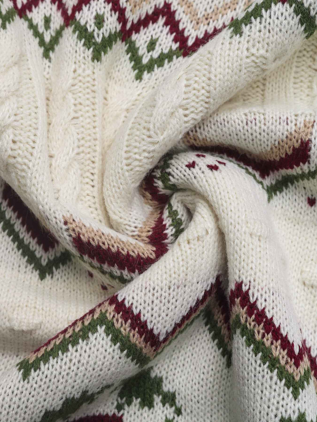 Ethnic Pattern Turtleneck Knitted Jacquard Pullover Sweater Women