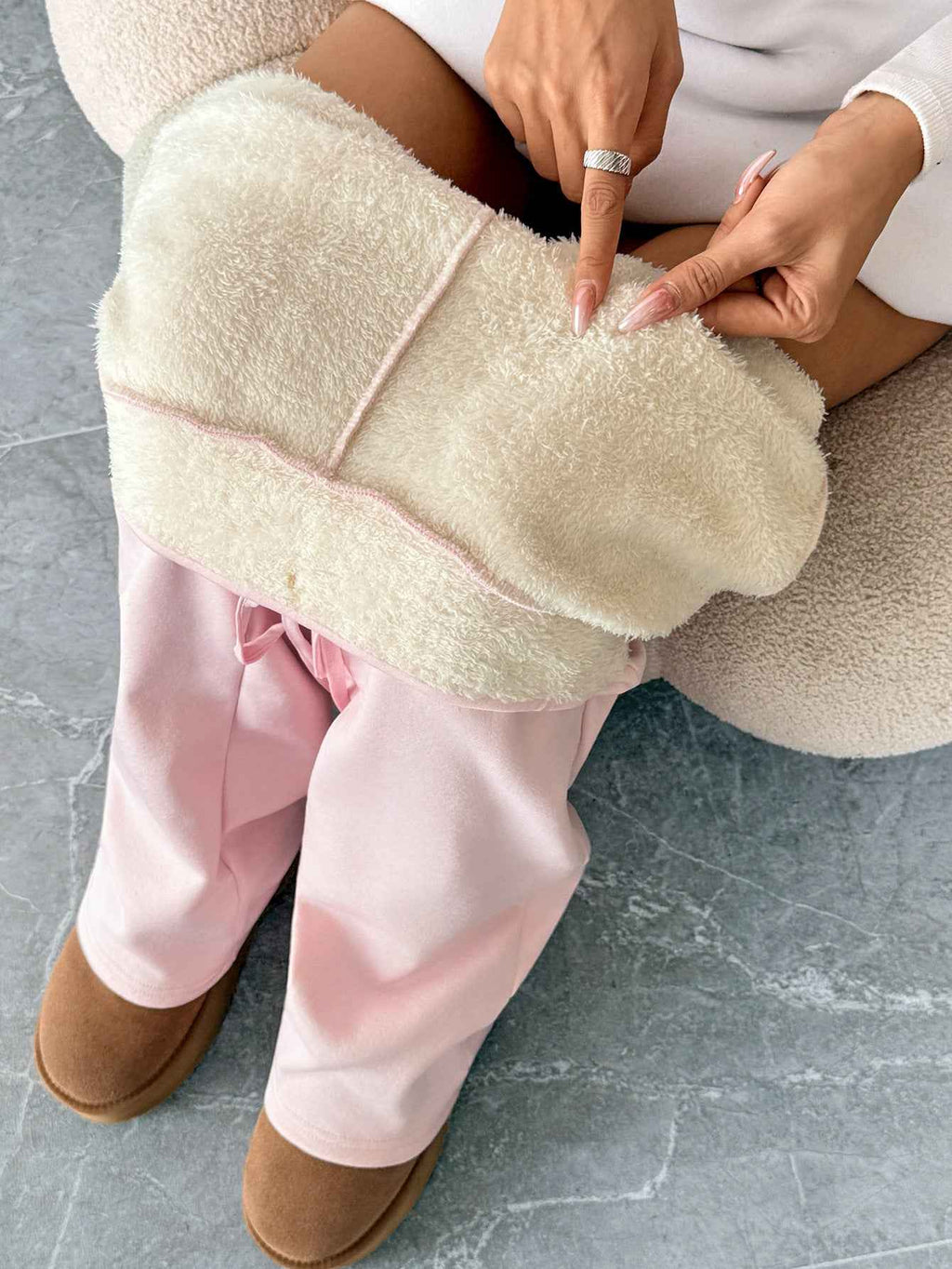 Warm Berber Fleece Pink Casual Leggings Sweats