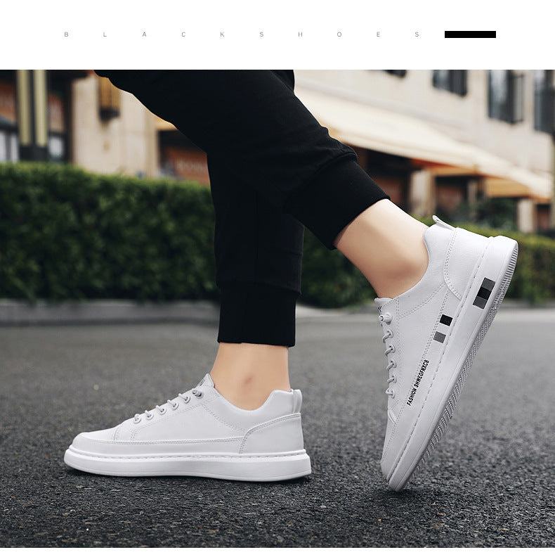 Breathable White Shoes for Men 2024 New Korean Style Trendy Casual Men's Trendy Shoes White Shoes Leather Panel Shoes Spring Live Broadcast