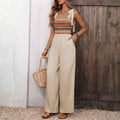 Sling Colored Embroidery Stitching Jumpsuit