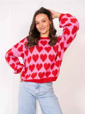 Valentine's Day Sweater Cute Love Jacquard Color Contrast