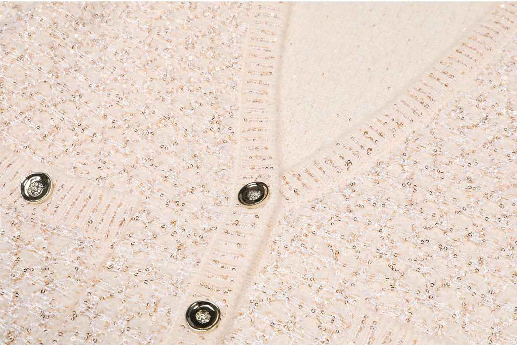 High Quality Sequined Knit Long Sleeve Cardigan Sweater