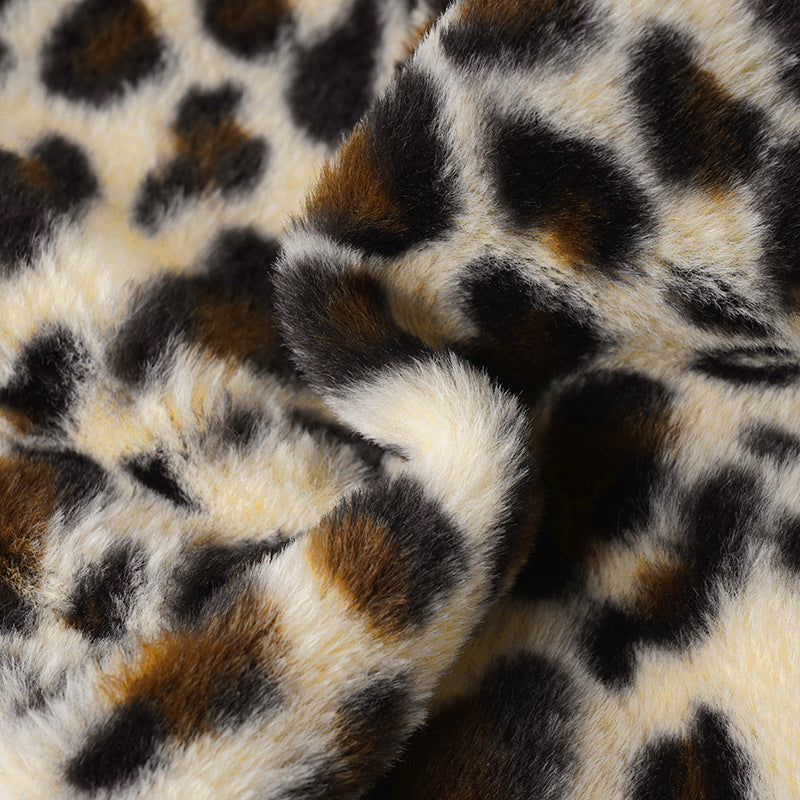 Leopard Fur Stitching Leather Hip Skirt Two Piece Set
