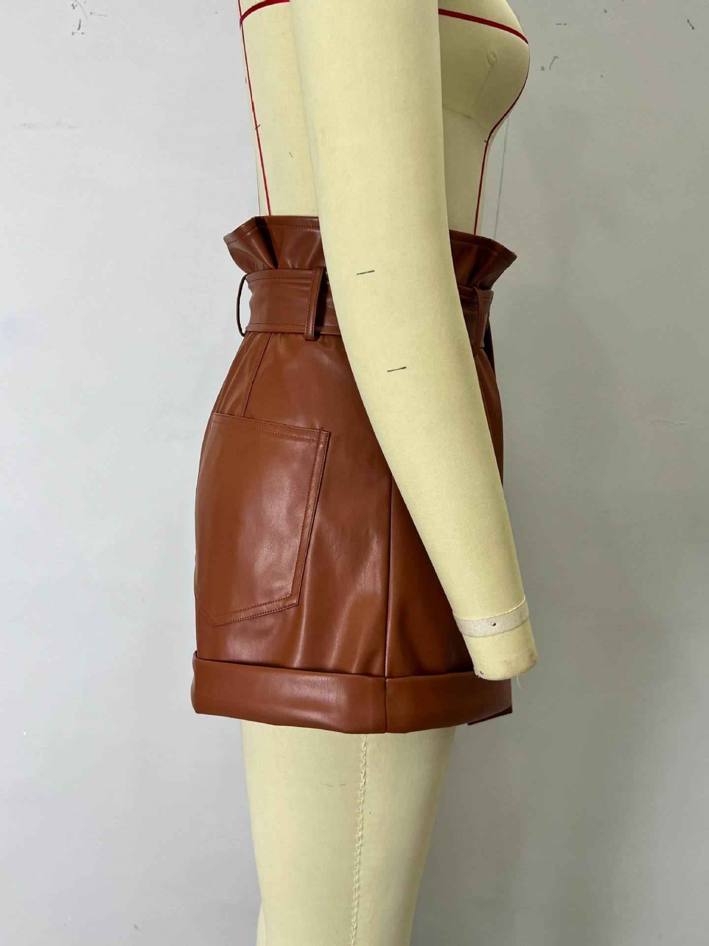 High Waist A line Faux Leather Bottoms