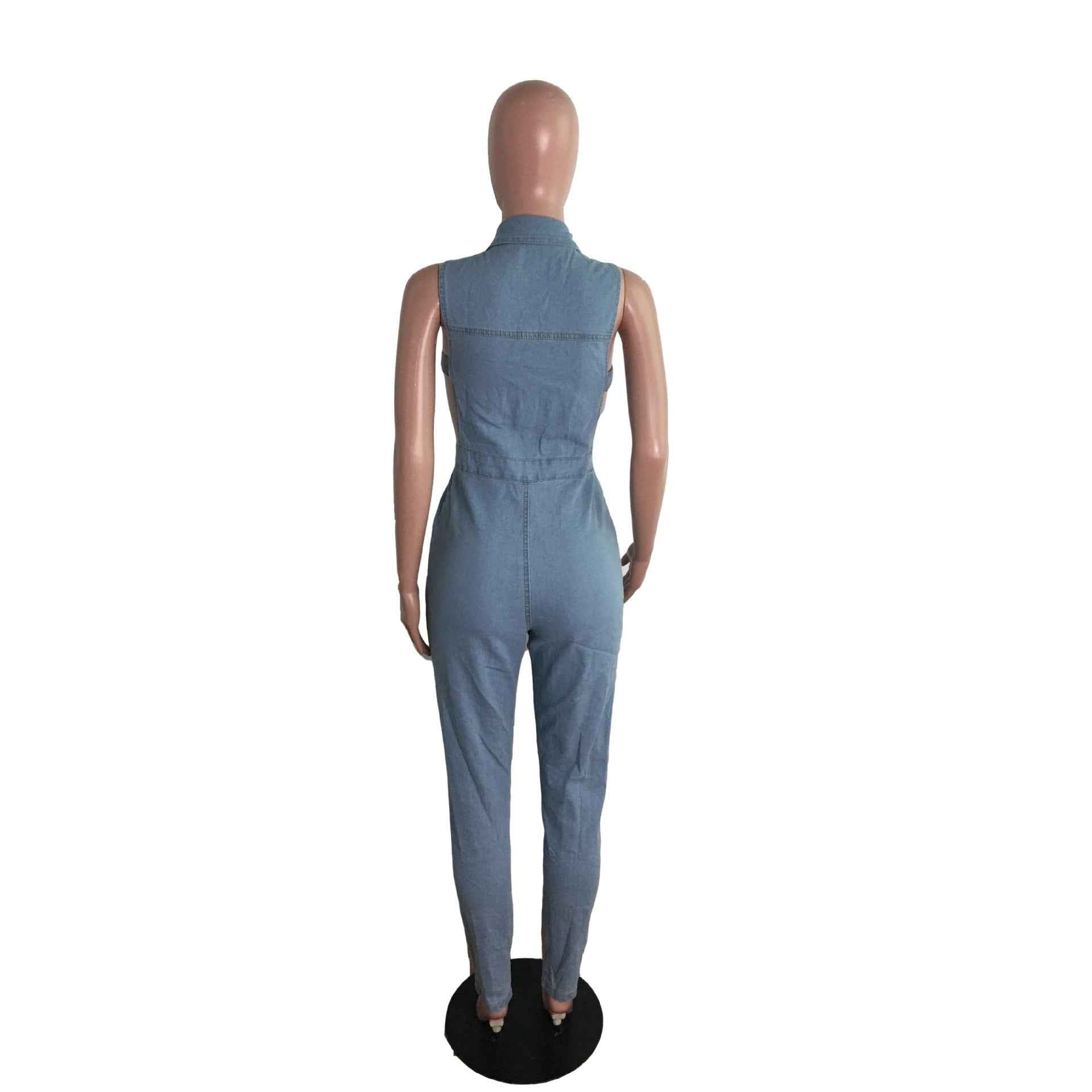 Denim Women Wear Slim Fit Jumpsuit