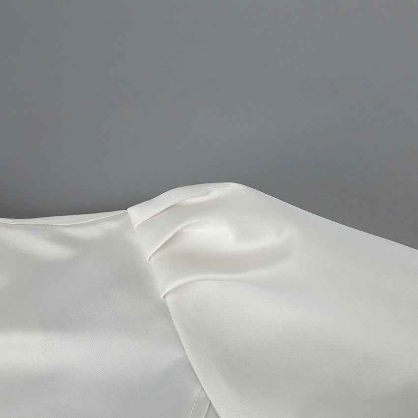 Spring Arrival French Stand Collar Puff Sleeve Blouse