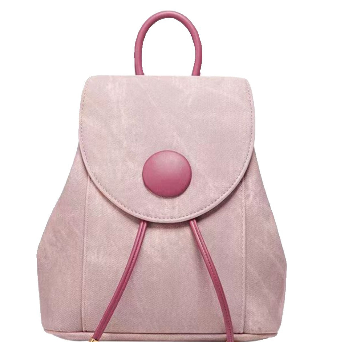Small denim pink backpack, schoolgirl bag, large capacity travel backpack