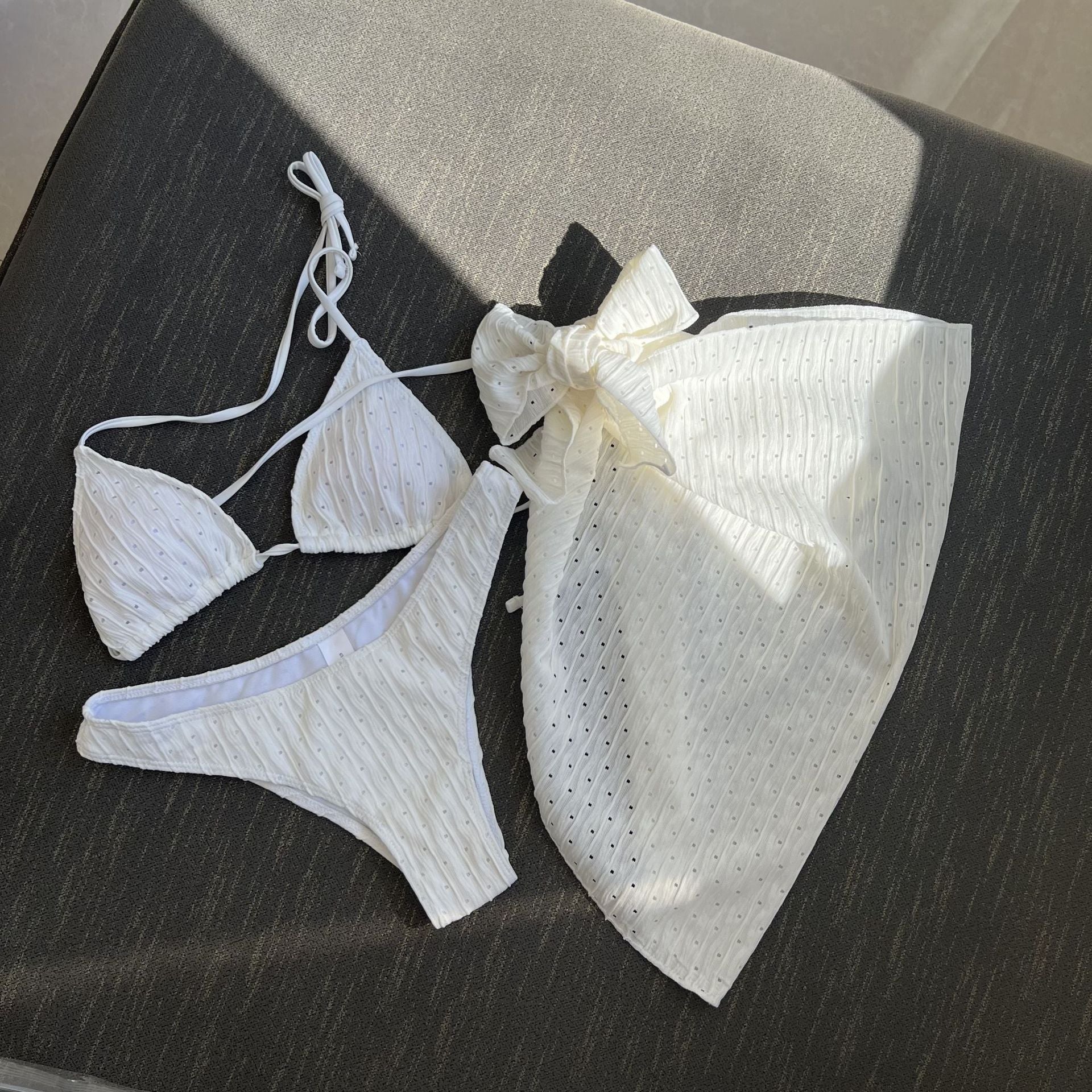 Swimsuit Three Piece Backless Drawstring Banded Bikini Bikini Three Piece Swimsuit
