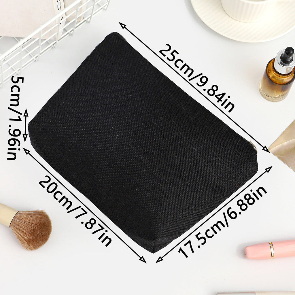 Linen printed cosmetic bag, cosmetic lipstick storage bag, small simple zipper evening clutch bag,