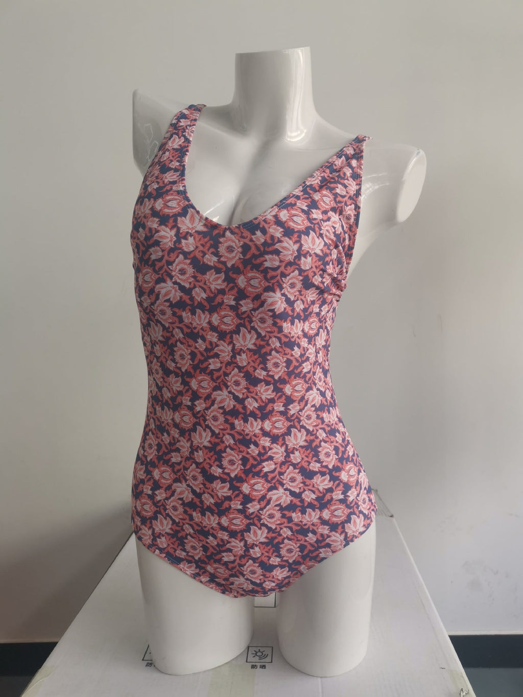 One Piece Swimsuit Sexy Deep V Plunge Yellow Bottom Small Floral Print Spring Bathing Suit Movable Strap Swimsuit