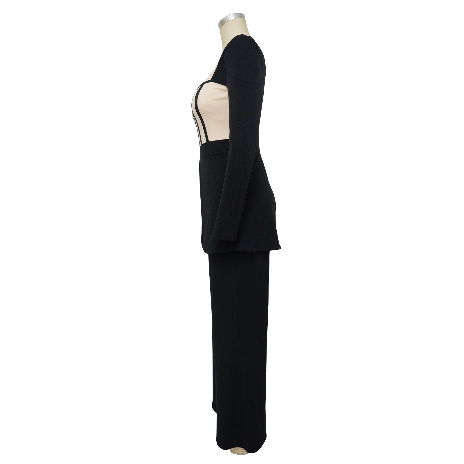 Sexy Waist Trimming Color Contrast Patchwork Jumpsuit