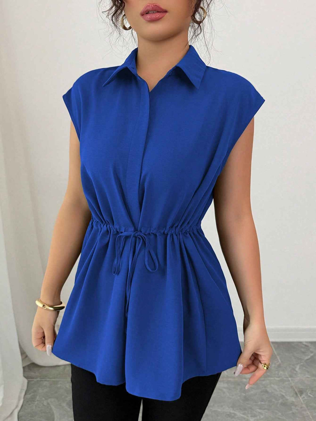 Solid Color Polo Collar Women's T-shirt