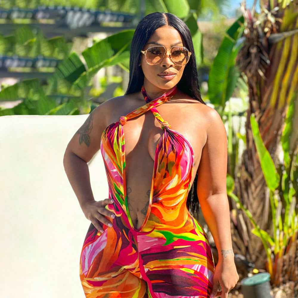 Cropped Halter Backless Jumpsuit