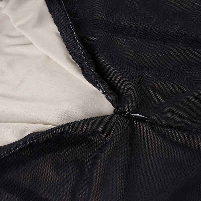 Mesh Leather Slim Fit Patchwork Wrapped Dress