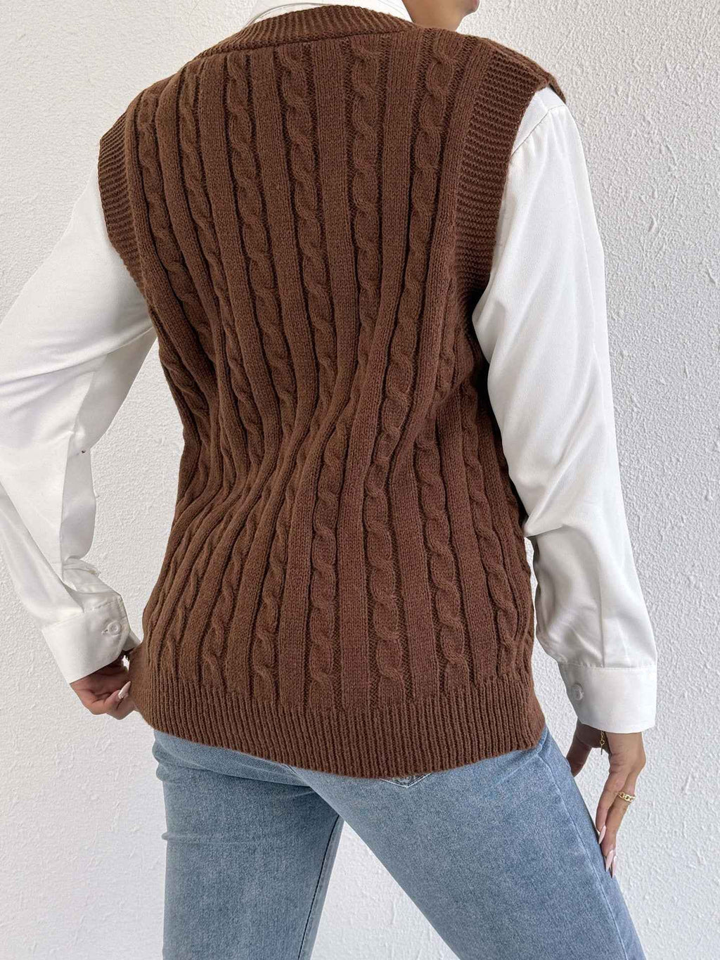 Sweater Vest Twist Woven Three Dimensional Floral Stitching (Small Only)