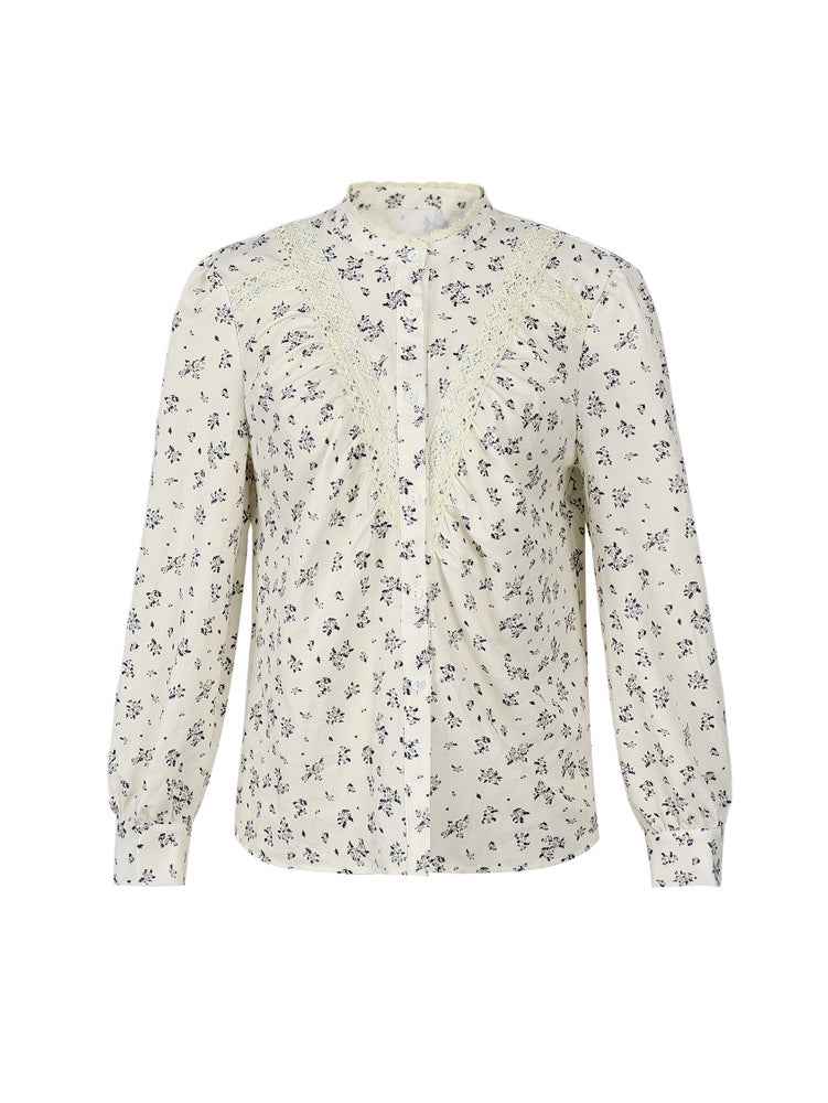 Lace Stitching Casual Blouse