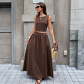 Sleeveless Backless Two Piece Skirt Set