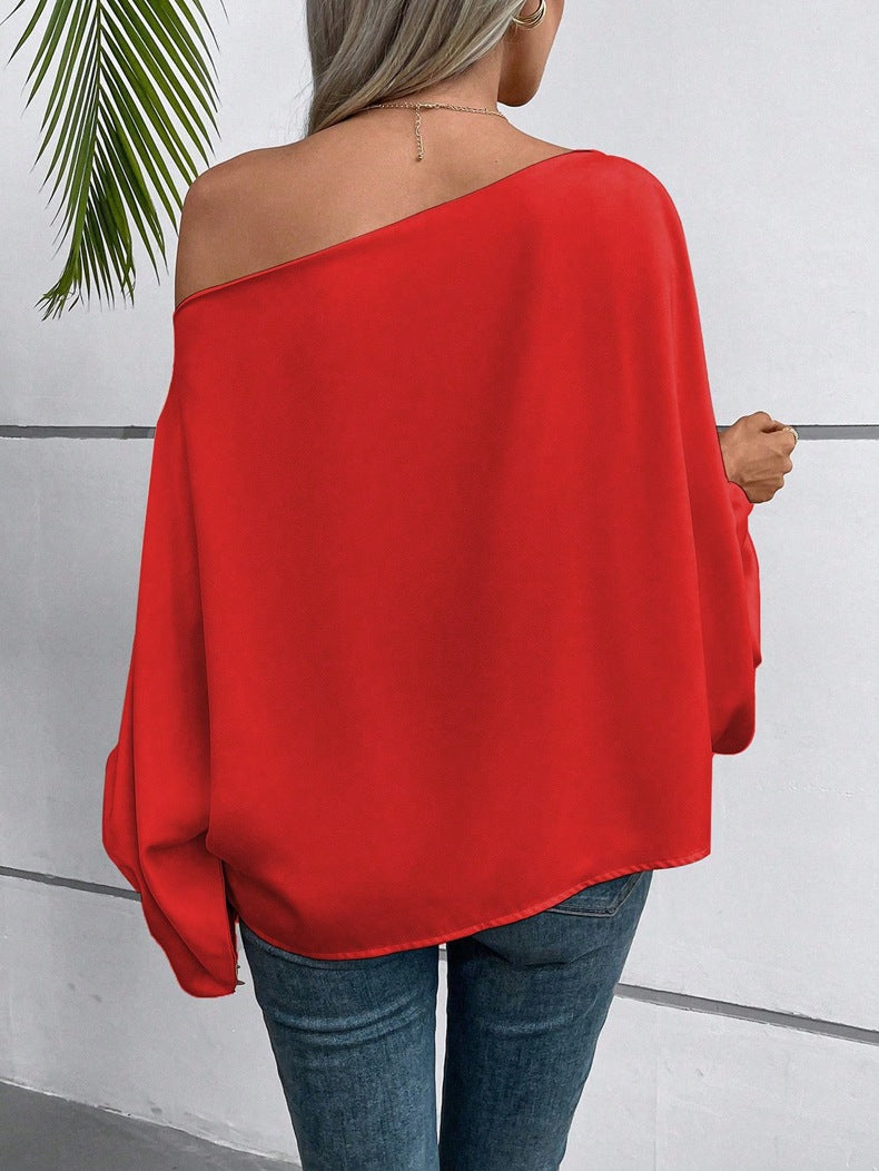 Off Shoulder Satin Blouse