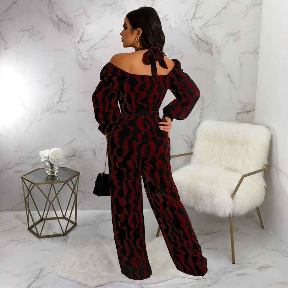 Long Sleeve Halter Jumpsuit