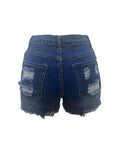 High Waist Elastic Ripped Bottoms Denim