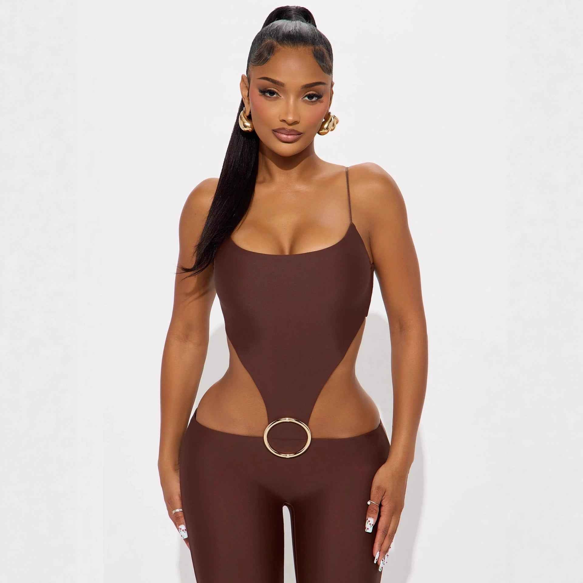 Sling Jumpsuit Cutout Waist