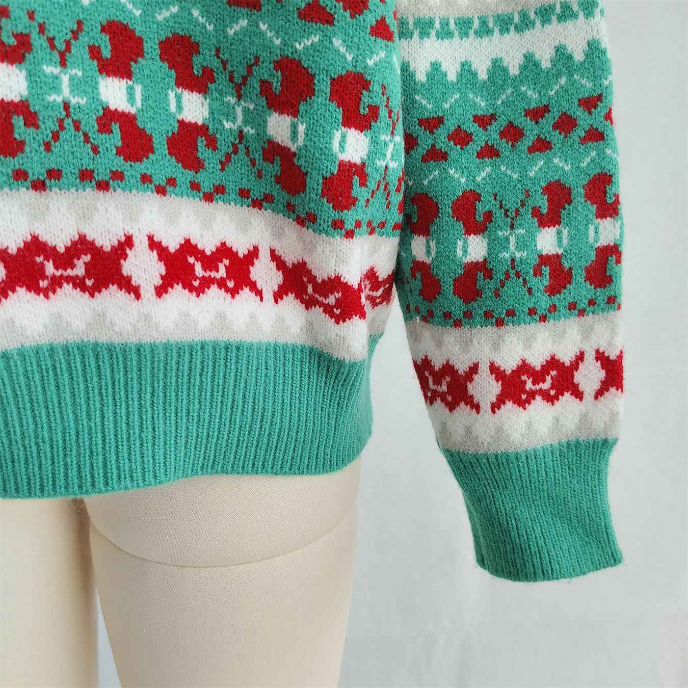 Christmas Jacquard Contrast Knitted Pullover Casual Sweater