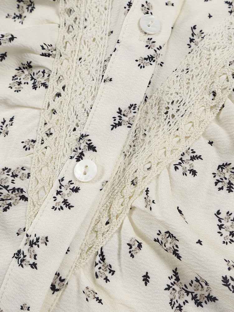 Lace Stitching Casual Blouse