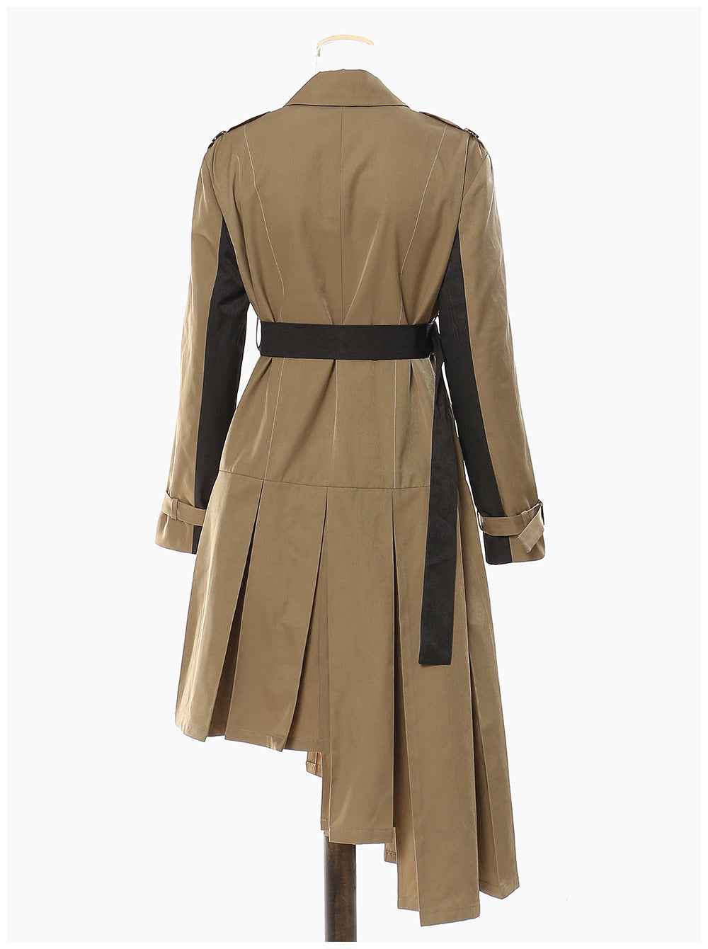 Irregular Asymmetric Contrast Color Mid Length Jacket Women's Trench MUNSIEUR