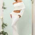 Women's Off Shoulder Long Sleeve Skirt Set Two Piece MUNSIEUR