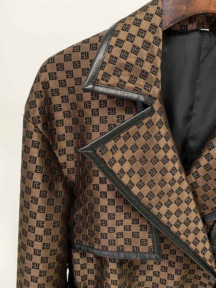 Women's Jacquard Jacket Maze Pattern Long Trench