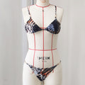 Three Point Low Waist Bikini Sexy Backless Print Split Swimsuit Women