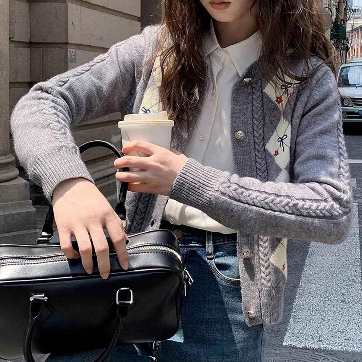 Embroidered Knitted Cardigan Sweater